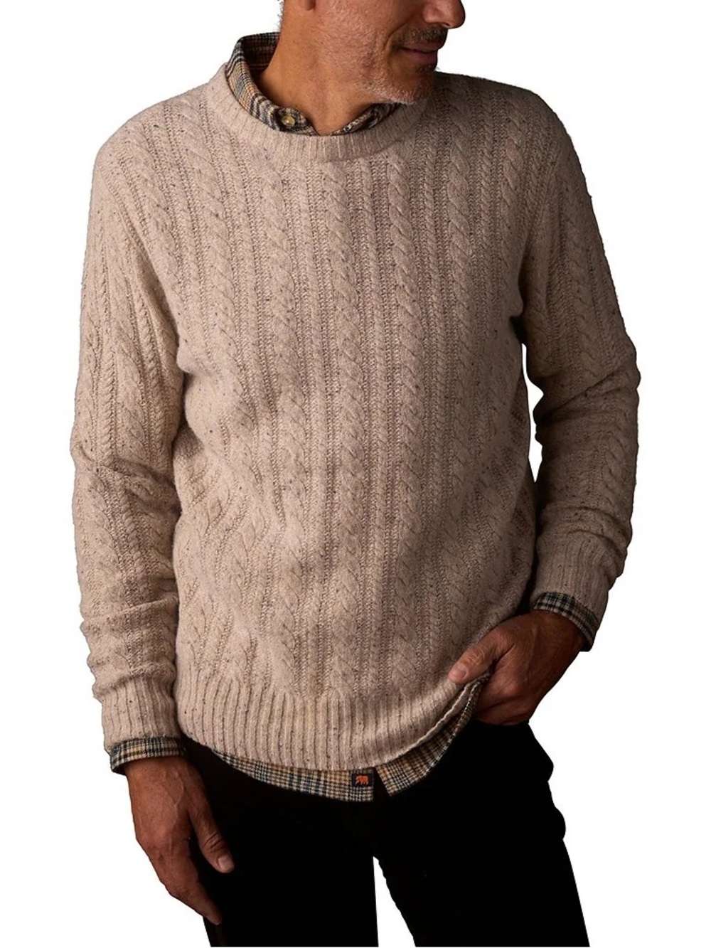The Normal Brand Kennedy Cable Knit Crewneck Sweater Men’s M Stone Wool Blend